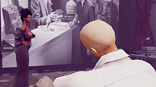 married woman teases old grandfather in a steamy 3d cartoon cinema scene