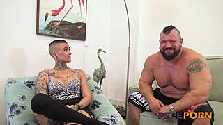 strongman and harley celebrate marriage with bent over fun