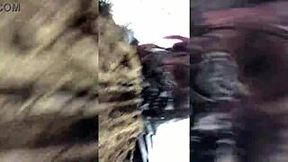 Beautiful Emo Girl With Blue Eyes Gets Intimate On Tree Stump Outdoors