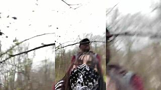 Beautiful Emo Girl With Blue Eyes Gets Intimate On Tree Stump Outdoors