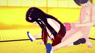 Nezuko Kimono Scene with Intense Action and Style