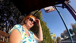 BBW Flashes Her Hairy Pussy Nude Outdoors.