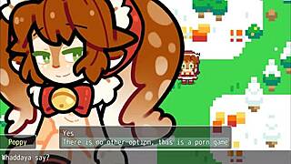Poppy from LOL in hot cum-covered Christmas hentai game