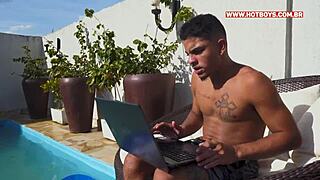 me and my partner fucking that naughty guy at the pool party 😈