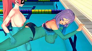 Girl Studying Swimming In 3d Hentai Moaning