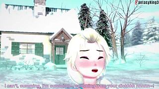 Elsa from Frozen has hard sex in fantasy.