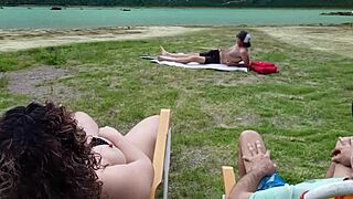 Voyeur Caught Touching Himself On Beach While Watching