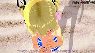 marie rose in bikini sucking on the beach fantasy