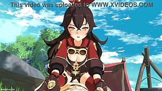 Outride Her: Genshin Impact Amber and Aether in Animated Cosplay