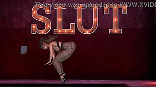 I-I keep dancing as Alexxa Flux, my big tits bouncing in this anime hentai solo