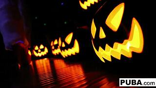 Two Hot Blondes Share Passionate Halloween Encounter.