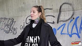 german tattoo model lisa rocketcock picked up for casting fuck