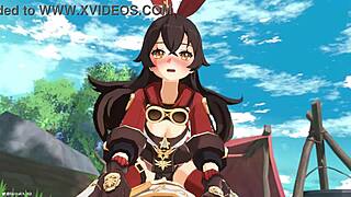 Outride Her: Genshin Impact Amber and Aether in Animated Cosplay