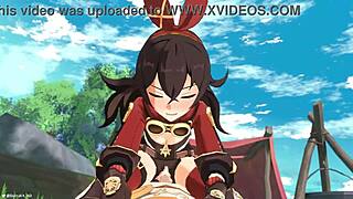 Outride Her: Genshin Impact Amber and Aether in Animated Cosplay