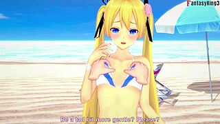 marie rose in bikini sucking on the beach fantasy