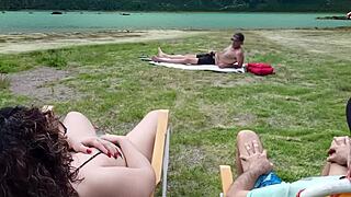 Voyeur Caught Touching Himself On Beach While Watching