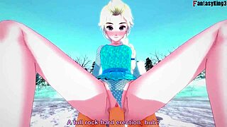 Elsa from Frozen has hard sex in fantasy.