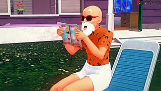 Master roshi gets a blowjob from android 18 for cash in this dragon ball zex movie.