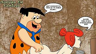 This Flintstones cartoon features a wild family gangbang scene