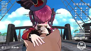 Horny sailor gets blown by curvy cutie in hentai game