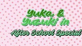 futanari hentai threesome dominates after school in wild classroom cosplay.