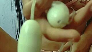 Latina in lingerie enjoys solo time with anime-inspired relaxation.