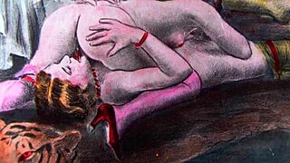 Vintage erotic drawings showcase classic sensual art style