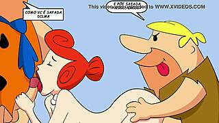 This Flintstones cartoon features a wild family gangbang scene