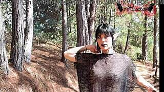 Gothic Latina Elf Whore Masturbates Solo in Colombian Forest Nature