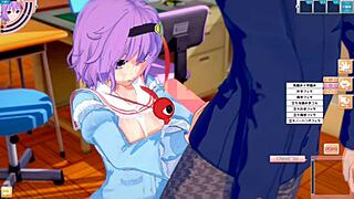 Satori gets big tits rubbed in Touhou hentai game