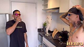 Delivery guy fucks my ass, boyfriend catches us