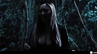 Busty Chick Fucked By Three Dudes In Forest