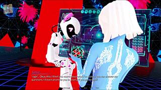 In the harem hotel, the cute 3D anime girl with big tits welcomes guests for sexy adventures