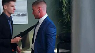 I watch hot gay sex in the office.