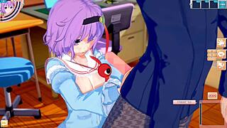 Satori gets big tits rubbed in Touhou hentai game