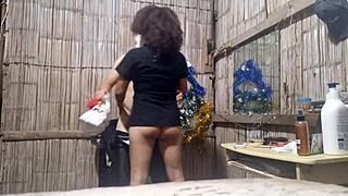 Beautiful Curly-Haired Asian Stepmom Bends Over For Pizza Boy Fucking In Old House!