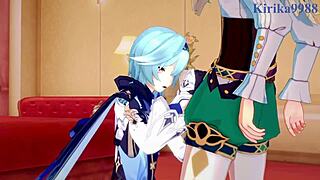 eula rosaria venti have intense sex in genshin
