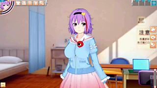 Satori gets big tits rubbed in Touhou hentai game