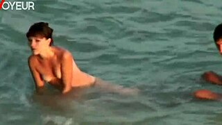 Beach voyeur catches hot couple in wild sex with body cumshot