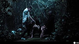 Busty Chick Fucked By Three Dudes In Forest