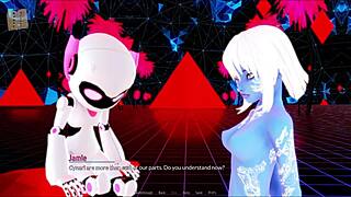 In the harem hotel, the cute 3D anime girl with big tits welcomes guests for sexy adventures