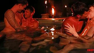 Finn August Fucks Ethan Adams Bareback In Hot Tub