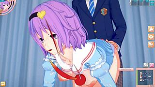 Satori gets big tits rubbed in Touhou hentai game