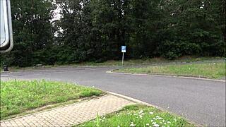 Lina Mila got horny on the autobahn and spontaneously fucked on a sex parking lot, riding hard.