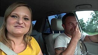 Lina Mila got horny on the autobahn and spontaneously fucked on a sex parking lot, riding hard.