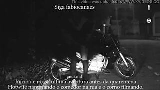 Milf Shows Pussy Outdoors For Cuckold