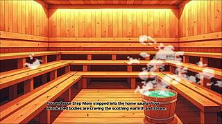 Huge cocked monster fucks curvy step mom in sauna
