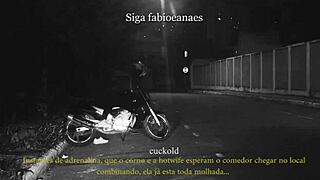 Milf Shows Pussy Outdoors For Cuckold