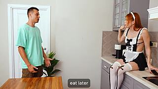 Gave her step-bro a footjob in stockings to keep the secret