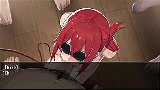 Bound anime girl gets fingered and banged in gangbang with toys